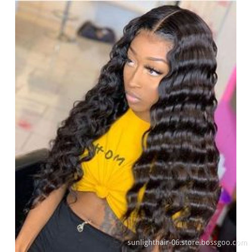 Hair dye long  Virgin Hair Wig 150%  Natural Peruvian  Deep Wave Human Hair Full Cuticle Aligned Peruvian Lace Front Wig